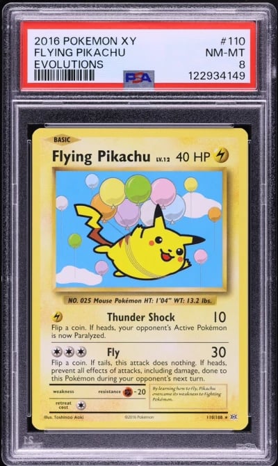 2016 Pokemon XY Evolutions Flying Pikachu #110 PSA 8 NM-MT