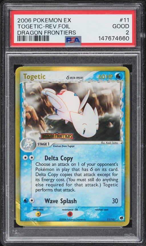 2006 Pokemon EX Dragon Frontiers Reverse Holo Togetic #11 PSA 2 GD