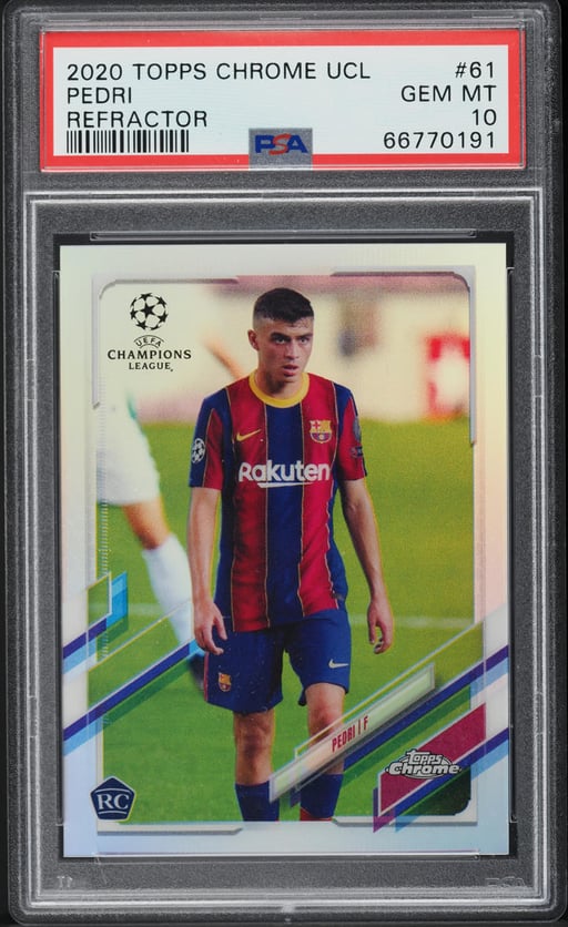 2020 Topps Chrome UEFA Champions League Refractor Pedri ROOKIE #61 PSA 10 GEM