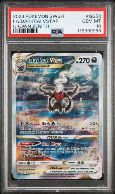 2023 POKEMON SWORD & SHIELD CROWN ZENITH #GG50 FULL ART/DARKRAI VSTAR PSA 10