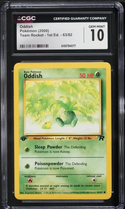 2000 Pokemon Team Rocket 1st Edition Oddish #63 CGC 10 GEM MINT