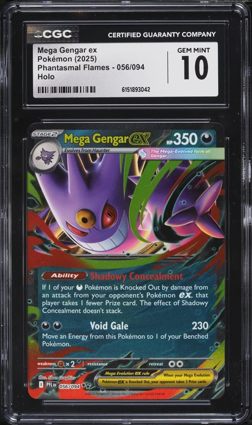 2025 Pokemon Mega Evolution Phantasmal Flames Holo Mega Gengar ex #56 CGC 10 GEM MINT