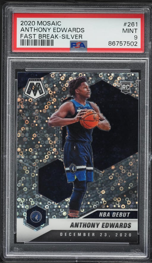 2020 Panini Mosaic Fast Break Silver Anthony Edwards ROOKIE #261 PSA 9 MINT