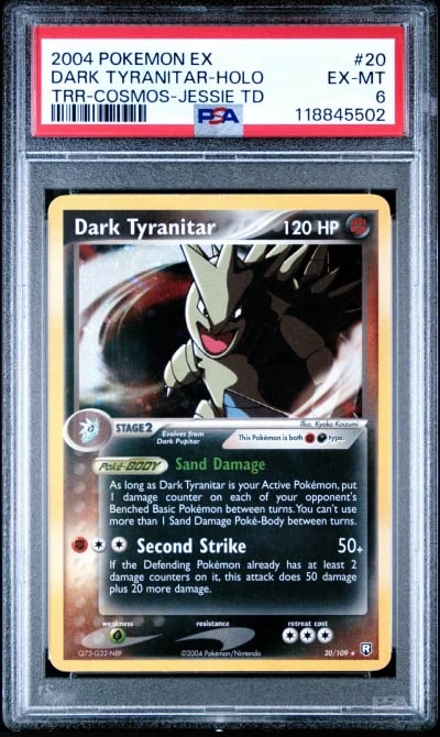 2004 POKEMON EX TEAM ROCKET RETURNS #20 DARK TYRANITAR-HOLO PSA 6