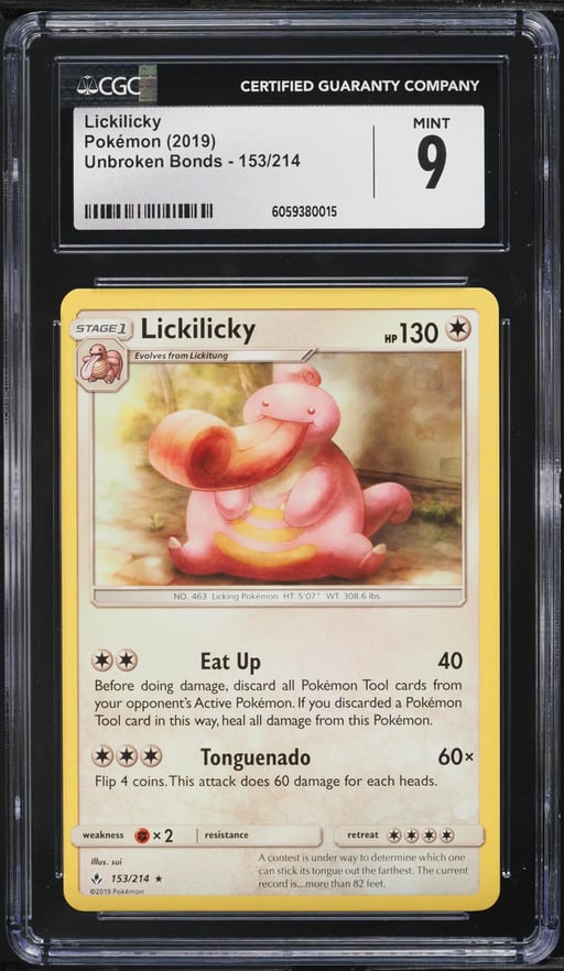 2019 Pokemon Sun & Moon Unbroken Bonds Lickilicky #153 CGC 9 MINT