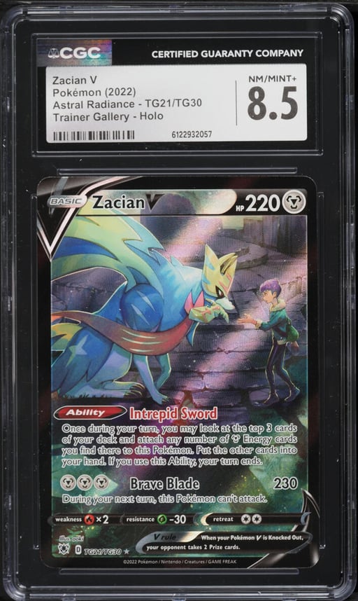 2022 Pokemon Sword & Shield Astral Radiance Trainer Gallery Zacian V #TG21 CGC 8.5 NM-MT+