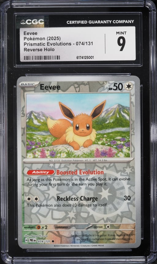 2025 Pokemon Scarlet & Violet Prismatic Evolutions Reverse Holo Eevee #74 CGC 9 MINT