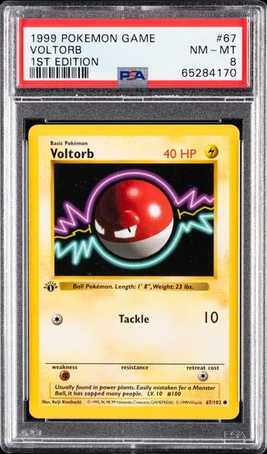 1999 POKEMON GAME #67 VOLTORB 1ST EDITION PSA 8