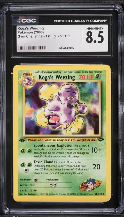2000 Pokemon Gym Challenge 1st Edition Koga's Weezing #50 CGC 8.5 NM-MT+