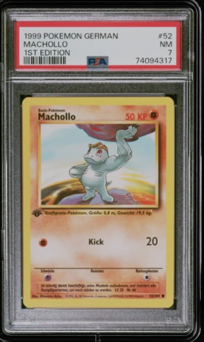 1999 POKEMON GERMAN 1ST EDITION #52 MACHOLLO PSA 7