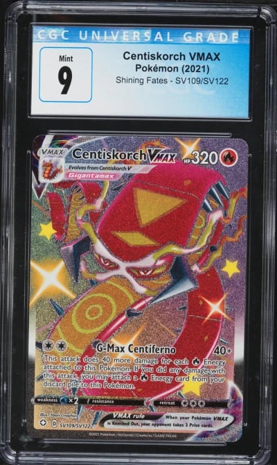 2021 Pokemon Sword & Shield Shining Fates Full Art Shiny Centiskorch VMAX #SV109 CGC 9 MINT