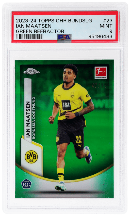 2023 Topps Chrome Bundesliga Green Refractor Ian Maatsen #23 47/99 PSA 9
