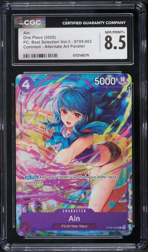 2025 One Piece PC Best Selection Vol 3 Alt Art Ain #ST05-002 CGC 8.5 NM-MT+