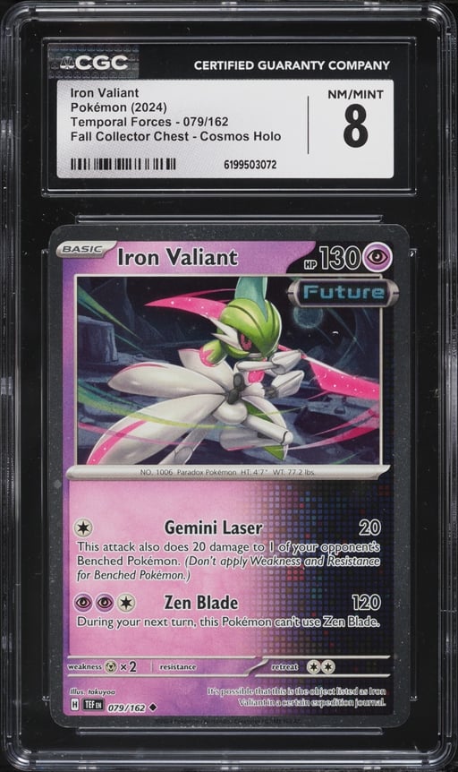 2024 Pokemon SV Temporal Forces Fall Collector Chest Cosmos Holo Iron Valiant #079 CGC 8 NM-MT