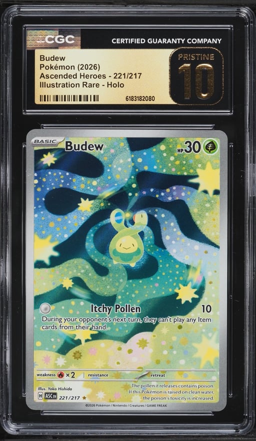 2026 Pokemon Mega Evolution Ascended Heroes IR Budew #221 CGC 10 PRISTINE