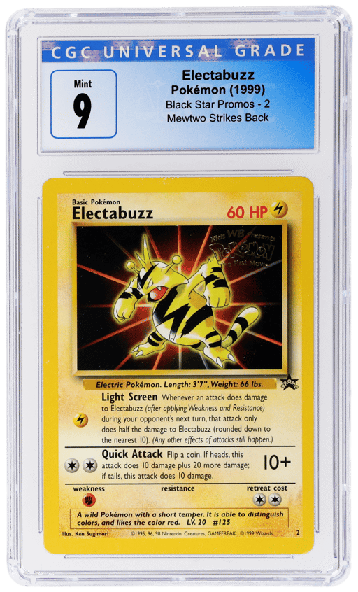 1999 Pokemon Wizards of the Coast Black Star Promo Mewtwo Strikes Back Electabuzz #2 CGC 9