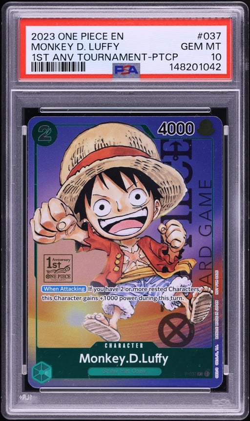 2023 One Piece Promo 1st Anniversary Tournament Participation Monkey D. Luffy #P-037 PSA 10 GEM