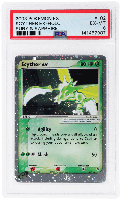 2003 Pokemon Ex Ruby and Sapphire Holo Scyther Ex #102 PSA 6