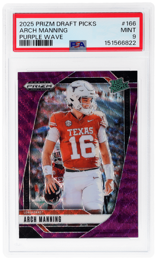 2025 Panini Prizm Draft Picks Purple Wave Arch Manning #166 PSA 9