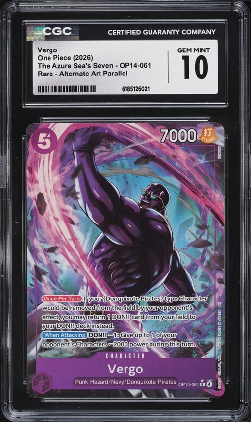 2026 One Piece The Azure Sea's Seven Alt Art Vergo #OP14-061 CGC 10 GEM MINT