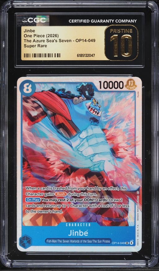 2026 One Piece The Azure Sea's Seven SR Jinbe #OP14-049 CGC 10 PRISTINE