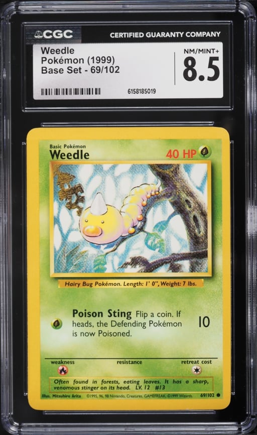 1999 Pokemon Base Set Weedle #69 CGC 8.5 NM-MT+
