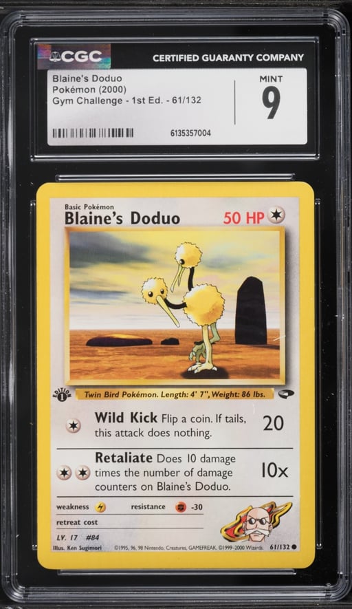 2000 Pokemon Gym Challenge 1st Edition Blaine's Doduo #61 CGC 9 MINT