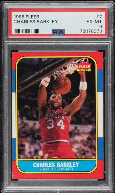 1986 Fleer Basketball Charles Barkley ROOKIE #7 PSA 6 EXMT