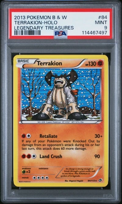 2013 POKEMON B&W LEGEND TREASURES #84 TERRAKION-HOLO PSA 9