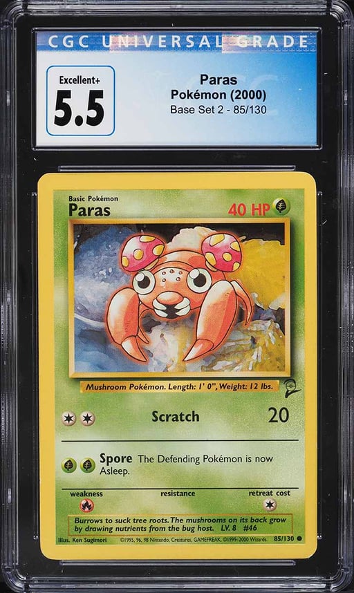 2000 Pokemon Base Set 2 Paras #85 CGC 5.5 EX+