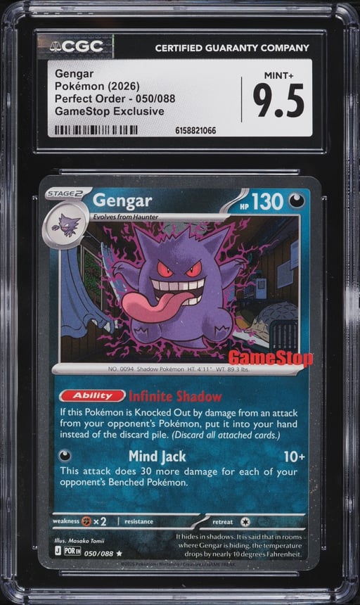 2026 Pokemon Mega Evolution Perfect Order GameStop Exclusive Gengar #50 CGC 9.5 MINT+