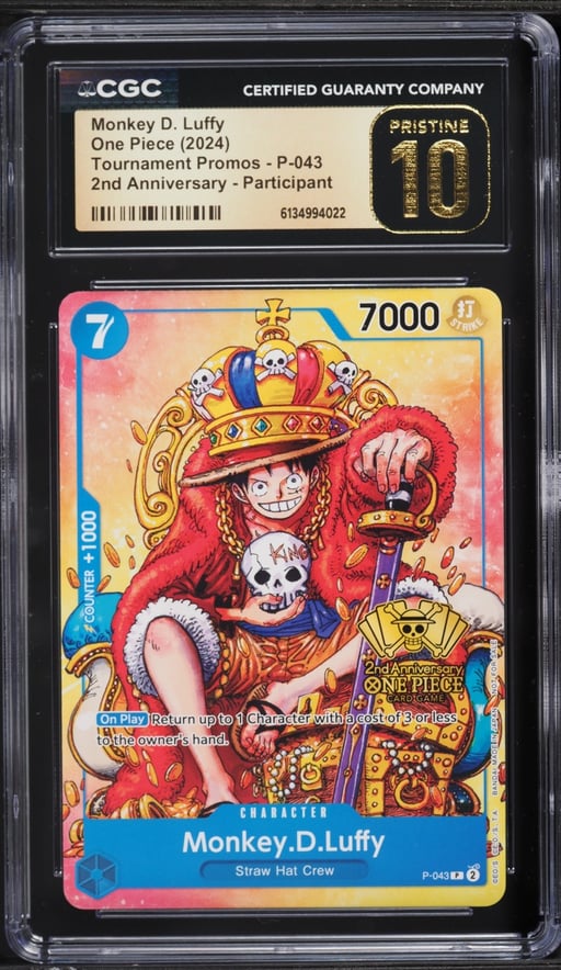 2024 One Piece Promo Tournament 2nd Anniversary Monkey D. Luffy #P-043 CGC 10 PRISTINE