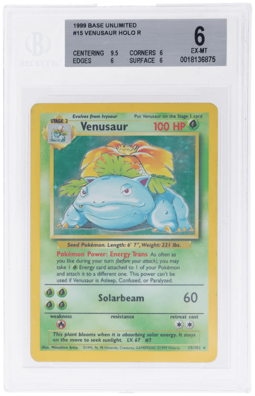 1999 Pokemon Base Set Holo Venusaur #15 BGS 6