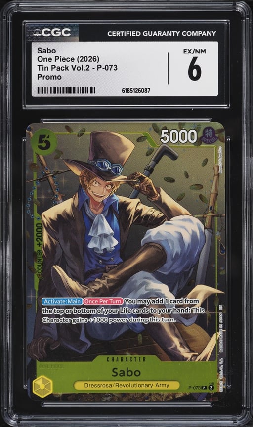 2026 One Piece Promo Tin Pack Vol.2 Alt Art Sabo #P-073 CGC 6 EXMT
