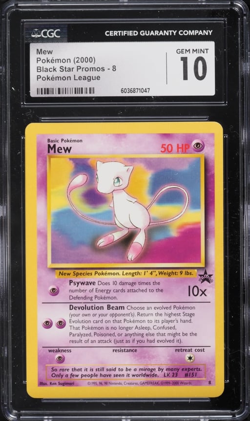 2000 Pokemon League Black Star Promo Mew #8 CGC 10 GEM MINT