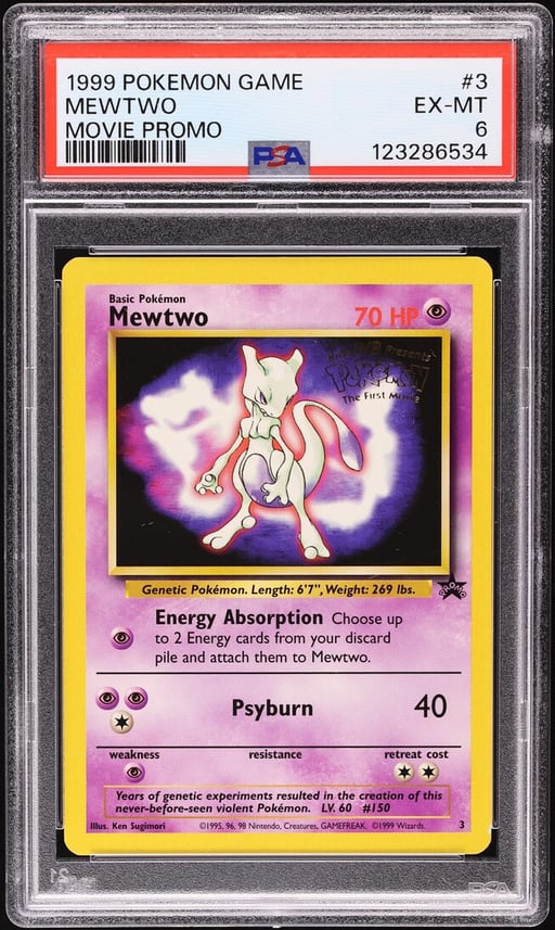 1999 Pokemon Movie Black Star Promo Mewtwo #3 PSA 6 EXMT