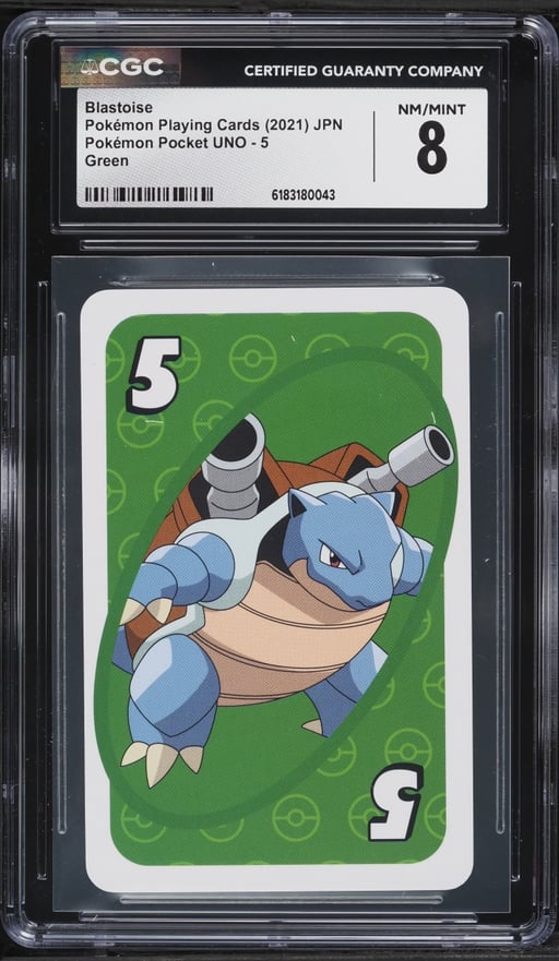 2021 Pokemon Japanese Playing Cards Pocket UNO Green Blastoise CGC 8 NM-MT