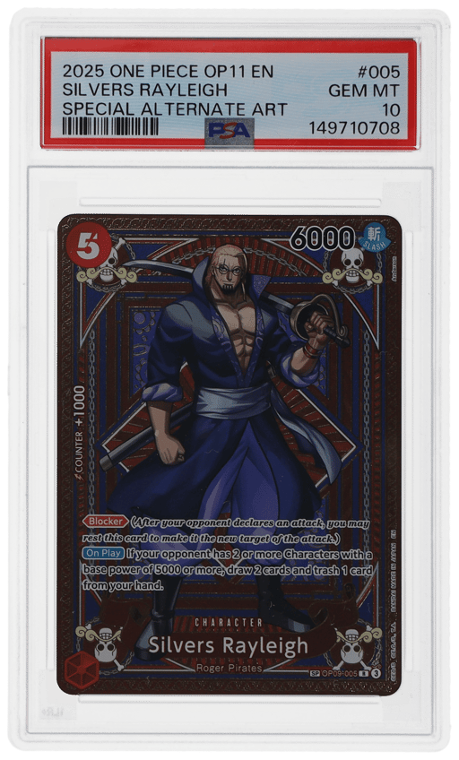 2025 One Piece A Fist of Divine Speed Special Alternate Art Silvers Rayleigh #OP09005 PSA 10
