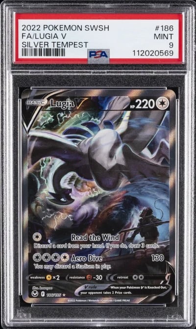 2022 POKEMON SWORD & SHIELD SILVER TEMPEST #186 FULL ART/LUGIA V PSA 9