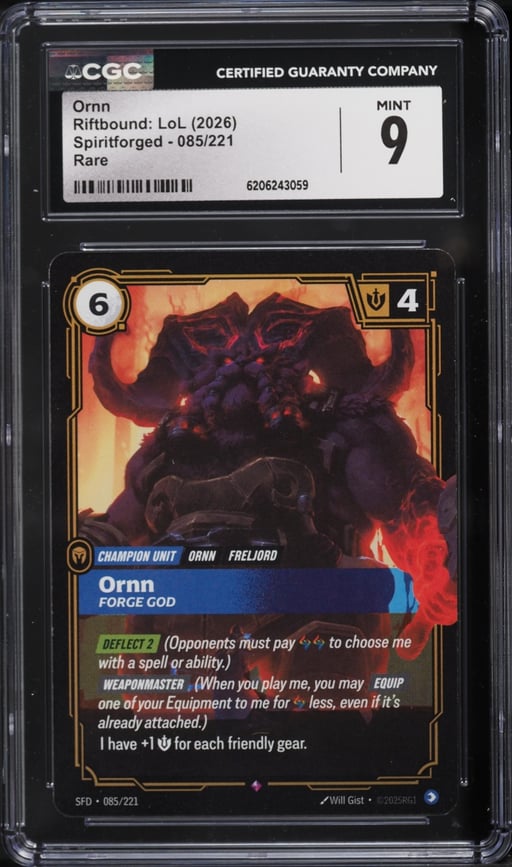 2026 Riftbound League Of Legends LoL Spiritforged Ornn #85 CGC 9 MINT