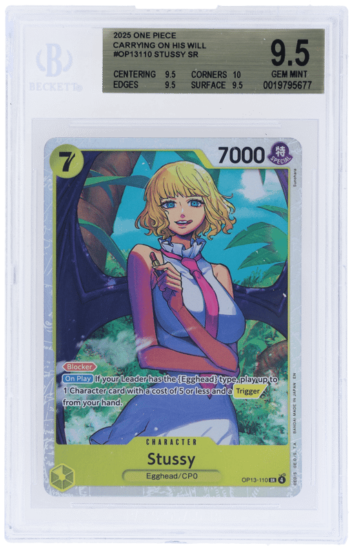2025 One Piece Card Game Carrying On His Will Super Rare Stussy #OP13-110 BGS 9.5