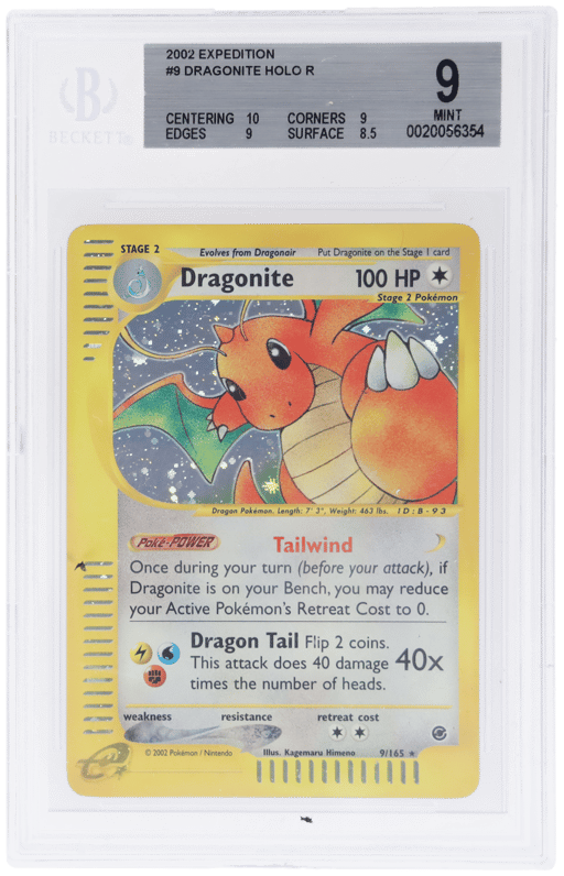 2002 Pokemon Expedition Holo Dragonite #9 BGS 9