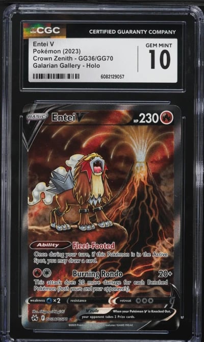2023 Pokemon Sword & Shield Crown Zenith Alt Art Entei V #GG36 CGC 10 GEM MINT