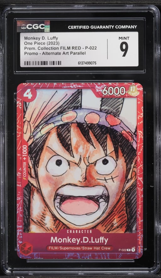2023 One Piece Promo Premium Collection Film Red Alt Art Monkey D. Luffy #P-022 CGC 9 MINT