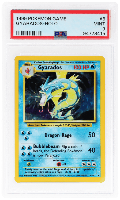 1999 Pokemon Base Set Holo Gyarados #6 PSA 9