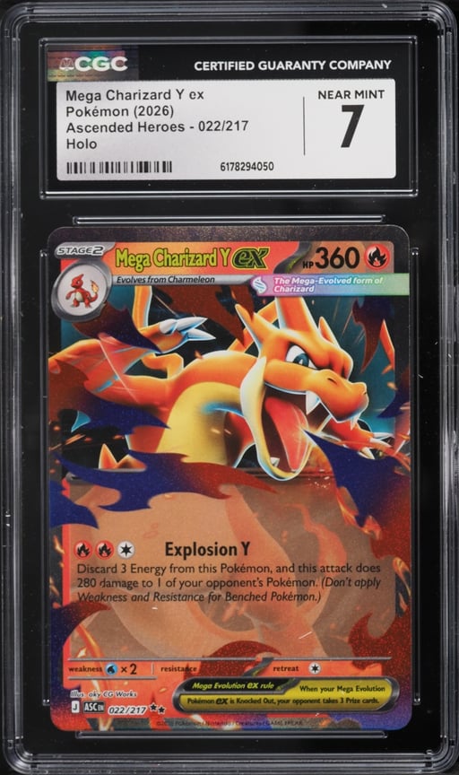 2026 Pokemon Mega Evolution Ascended Heroes Holo Mega Charizard Y EX #22 CGC 7 NRMT