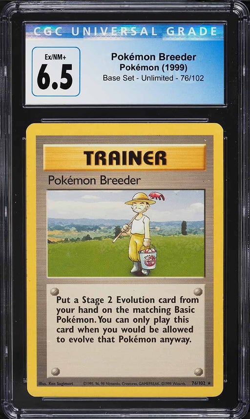 1999 Pokemon Base Set Pokemon Breeder #76 CGC 6.5 EXMT+