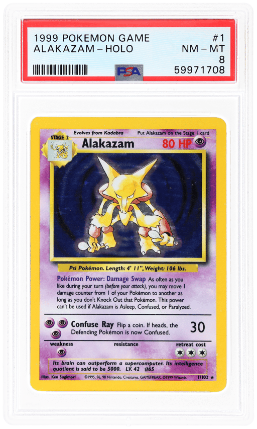 1999 Pokemon Game Holo Alakazam #1 PSA 8