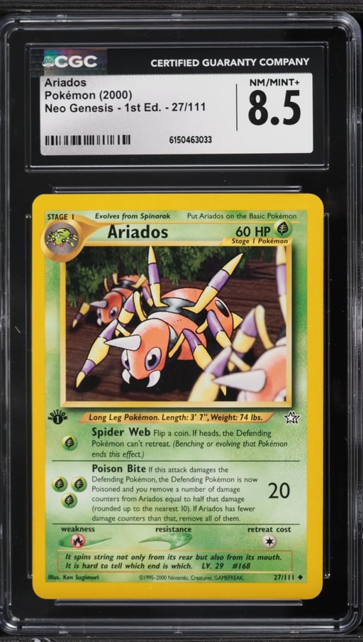 2000 Pokemon Neo Genesis 1st Edition Ariados #27 CGC 8.5 NM-MT+