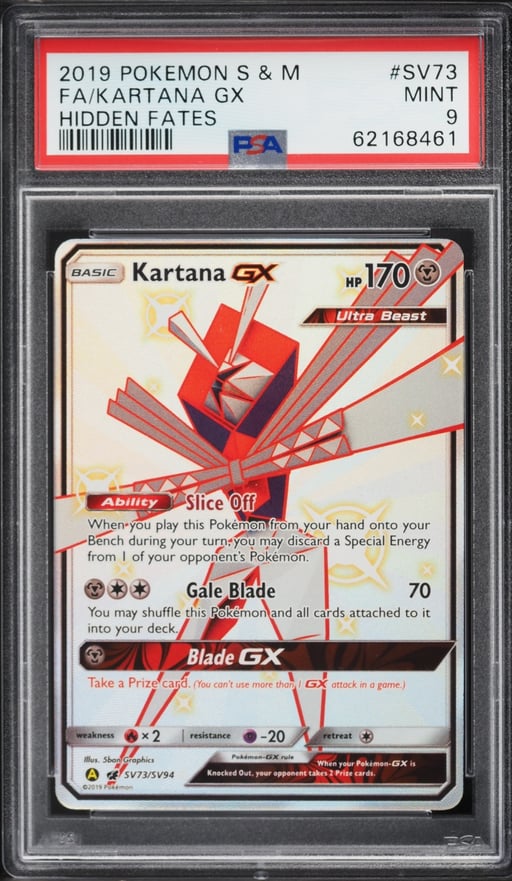 2019 Pokemon Sun & Moon Hidden Fates Shiny Vault Full Art Kartana GX #SV73 PSA 9 MINT